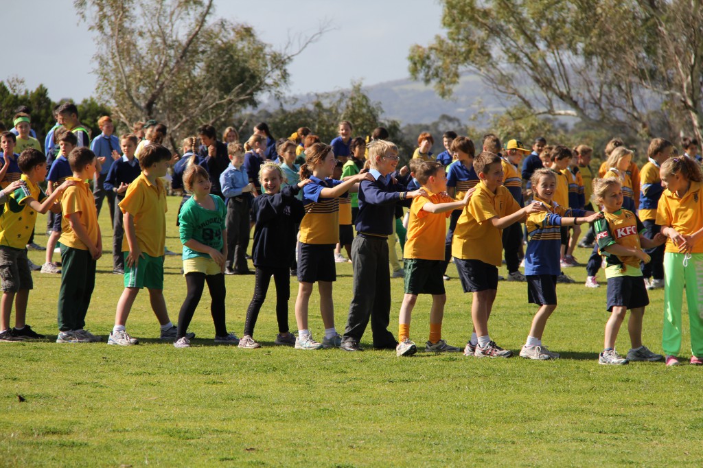 Students of St Joseph’s College Cunningham House participating in the All School Tunnel Ball to raise money for charity.