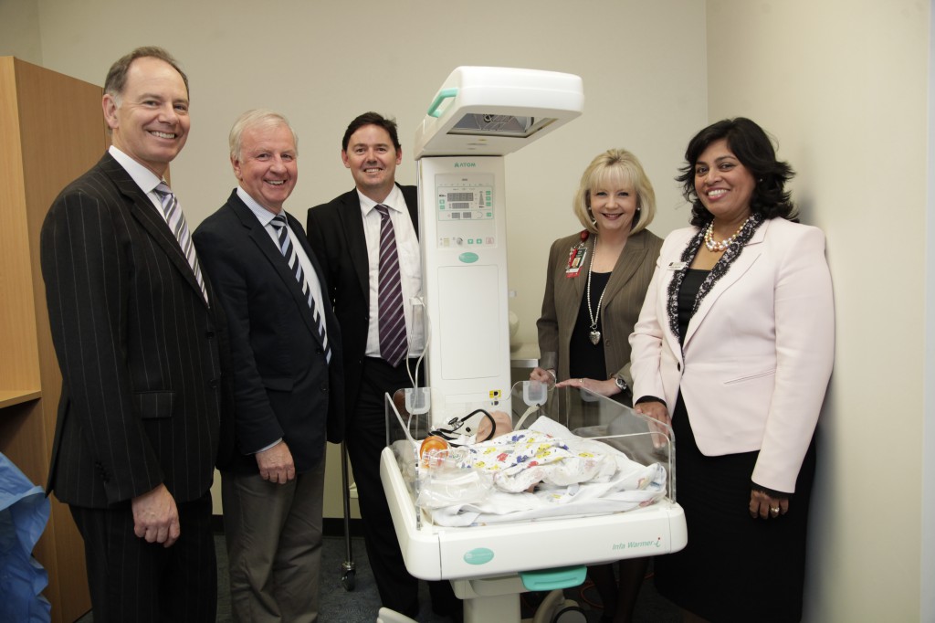     St John of God’s Dr Michael Stanford, HWA’s Jim McGinty, SJOG CEO Dr Shane Kelly, Prof. Chris Hanna and UNDA’s Dean of Nursing and Midwifery, Prof. Selma Allex, admire the new centre’s facilities.