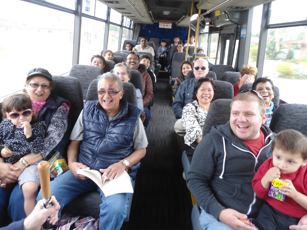 Parishioners enjoyed the convivial bus ride to their picnic and the Spring weather.