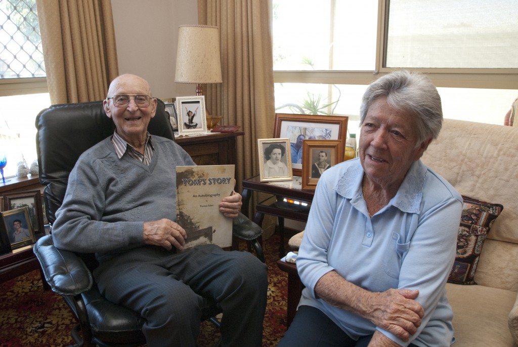 Tom Fisher at home with wife, Shirley, whom he met after returning from the war in 1947. His memoir, Tom’s Story, dramatically recalls some of his experiences of war’s hell. PHOTO: Robert Hiini