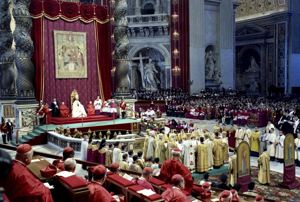 Pope Paul VI presides over a meeting of the Second Vatican Council in St. Peter's Basilica at the Vatican in 1963. PHOTO: CNS/Catholic Press