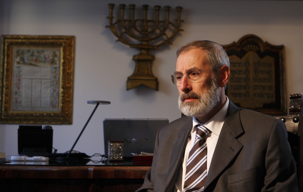 Rabbi Riccardo Di Segni, the chief rabbi of Rome, is seen prior to a television interview on Jan. 12 in his office next to Rome's main synagogue. PHOTO: CNS/Paul Haring