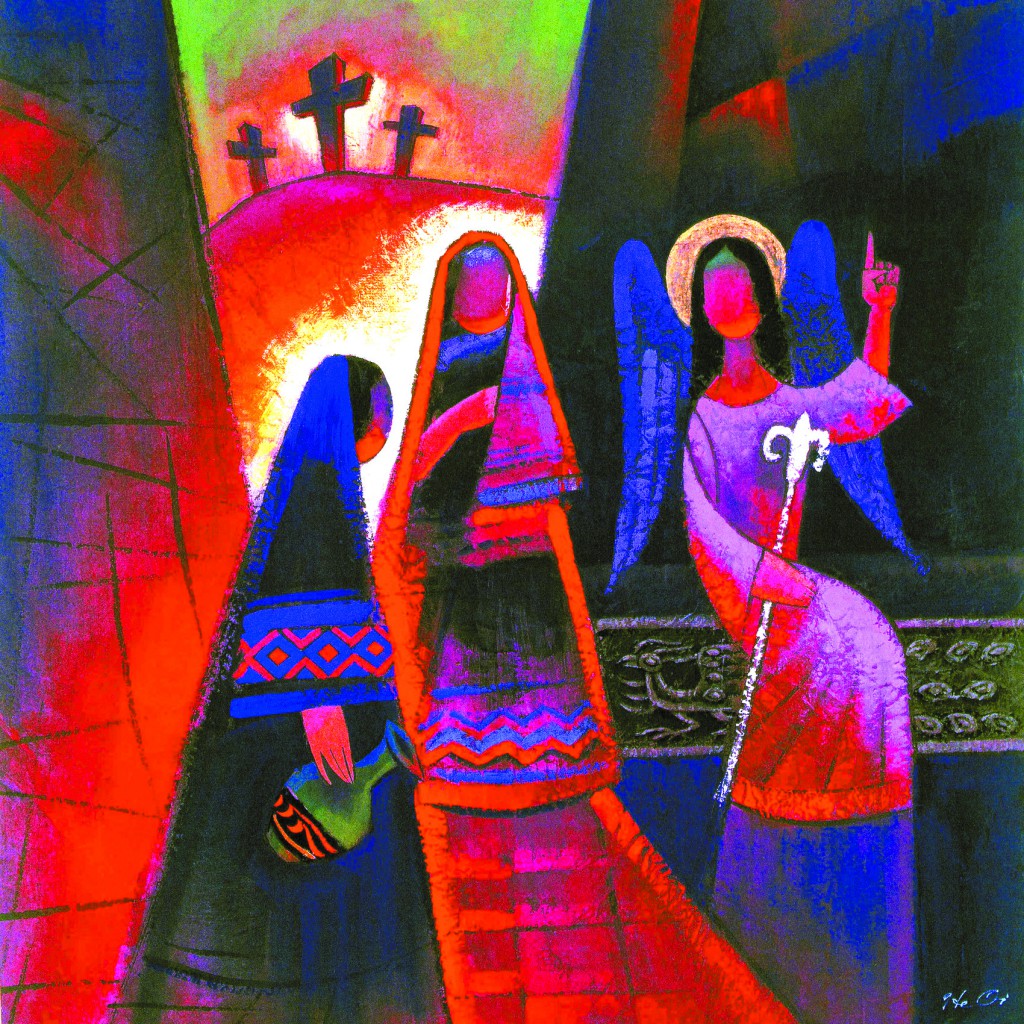 The morning of the Resurrection is depicted in "He Is Risen," a painting by contemporary Chinese Christian artist He Qi. PHOTO: CNS/courtesy of He Qi