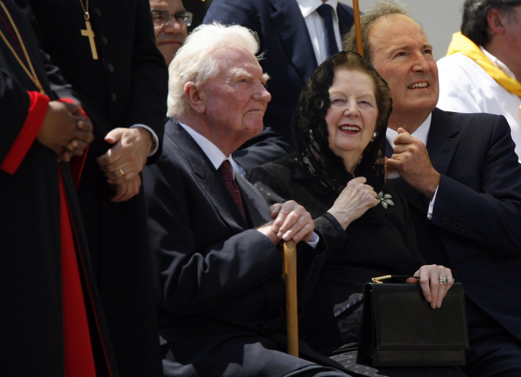 Former British Prime Minister Margaret Thatcher is photographed during Pope Benedict XVI's weekly audience in May, 2009 in St. Peter's Square at the Vatican. PHOTO: CNS/Alessia Pierdomenico, Reuters