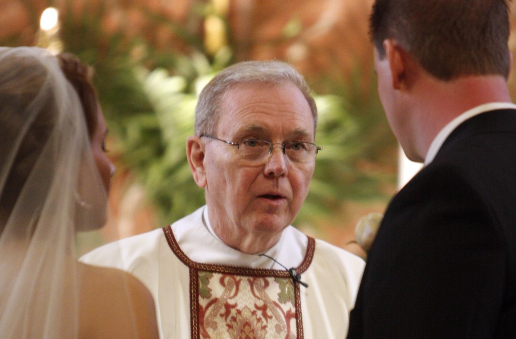 Deacon John Ford presides at the wedding of Diana Kontonotas and James Willis at St. Thomas the Apostle Church on May 1, 2009 in West Hempstead, N.Y. PHOTO: CNS/Gregory A. Shemitz, Long Island Catholic