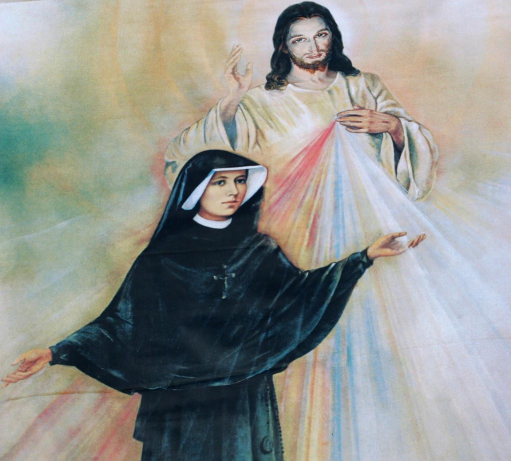 Polish Sister St. Faustina Kowalska is depicted with an image of Jesus Christ the Divine Mercy. Sauk Centre, Minn., is celebrating 31 years of being dedicated to the Divine Mercy, which came about through the efforts of four Catholic men who live in the community. PHOTO: CNS/Nancy Wiechec