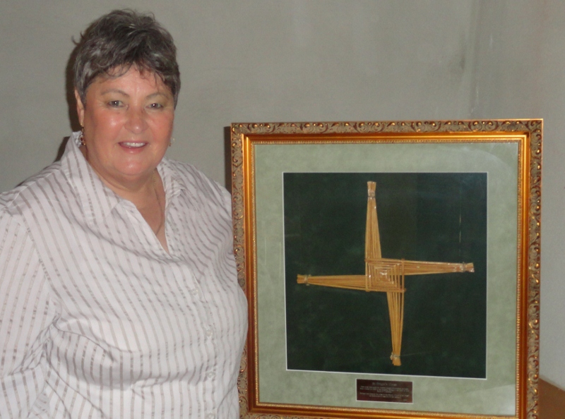 Carmel Gentelli-Pace with the Cross of St Brigid. PHOTO: Chris Jaques