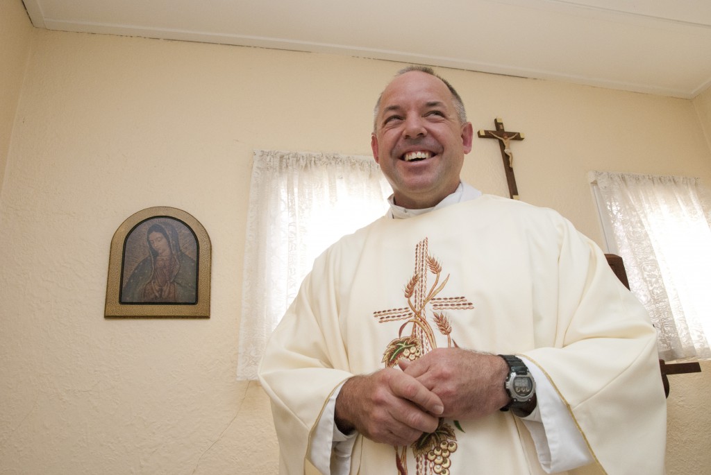 Fr Chris Webb, smiles after celebrating Mass in the chapel of Pregnancy Assistance, the archdiocesan agency which assists women experiencing crisis pregnancies. PHOTO: Robert Hiini