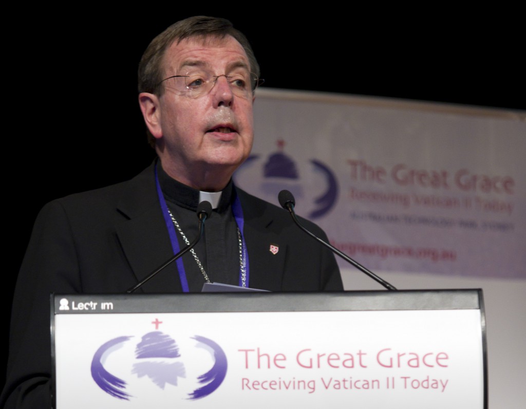 Archbishop Allen Vigneron addresses the Great Grace Conference in Sydney on the Second Vatican Council, which opened 50 years ago. Modern life will become intolerable, he told listeners from around the country, if Catholics don’t embrace the Council’s essential missionary impulse. PHOTO: Courtesy of the Archdiocese of Sydney