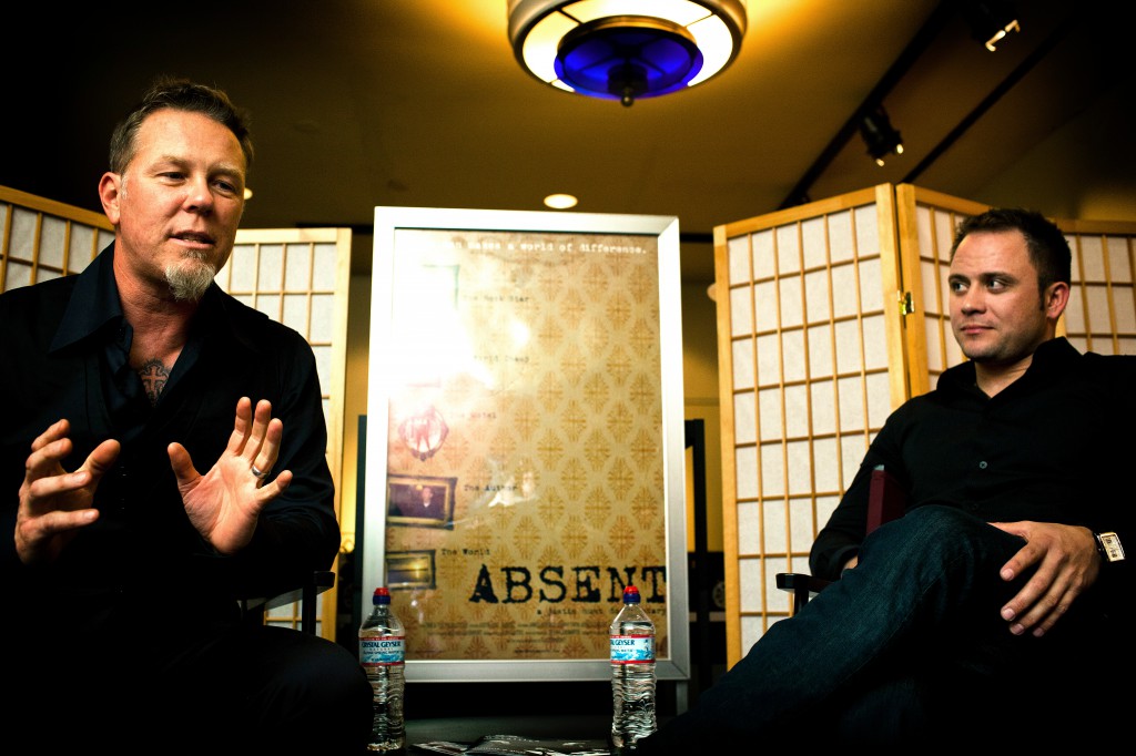 Metallica frontman James Hetfield, left, gives a frank account of the impact of fatherlessness in his own life in the new film Absent, pictured with the film's director Justin Hunt.