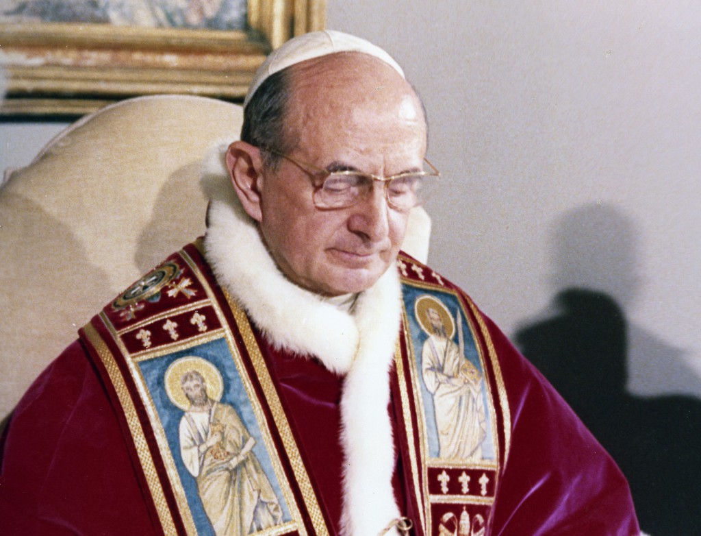 Pope Paul VI is pictured at a desk at the Vatican. It was 40 years ago July 25 that the pope promulgated his encyclical, "Humanae Vitae," "Of Human Life." The document reaffirmed church teaching against artificial birth control and said that every conjugal act must remain open to the transmission of life. PHOTO: CNS
