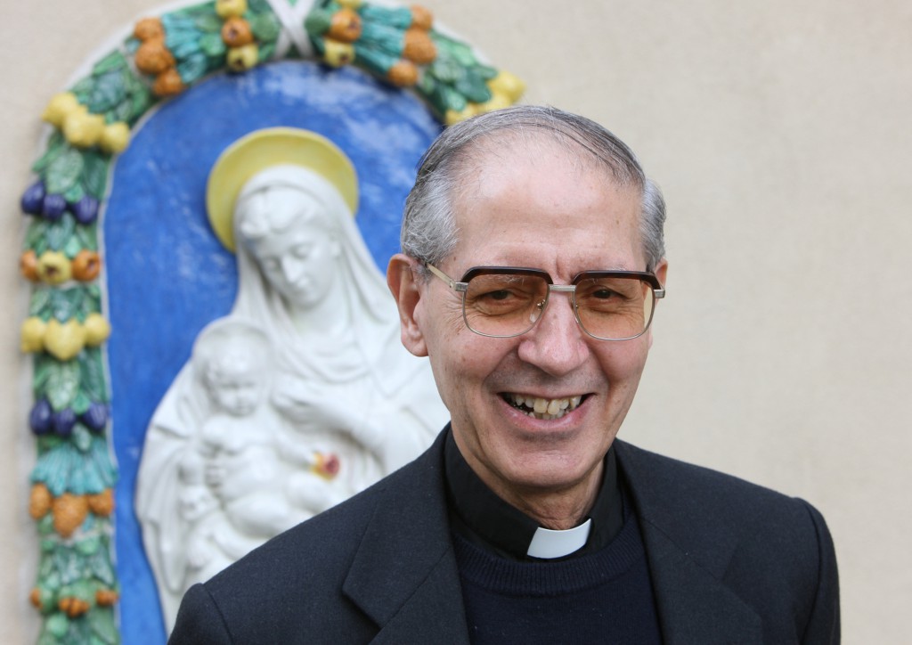 Father Adolfo Nicolas, superior general of the Jesuits, smiles on Feb. 4 after a visit at the University of San Francisco. Fr Nicholas told 2,000 World Youth Day pilgrims "Humanity is more than any one of us has experienced in our own countries." 