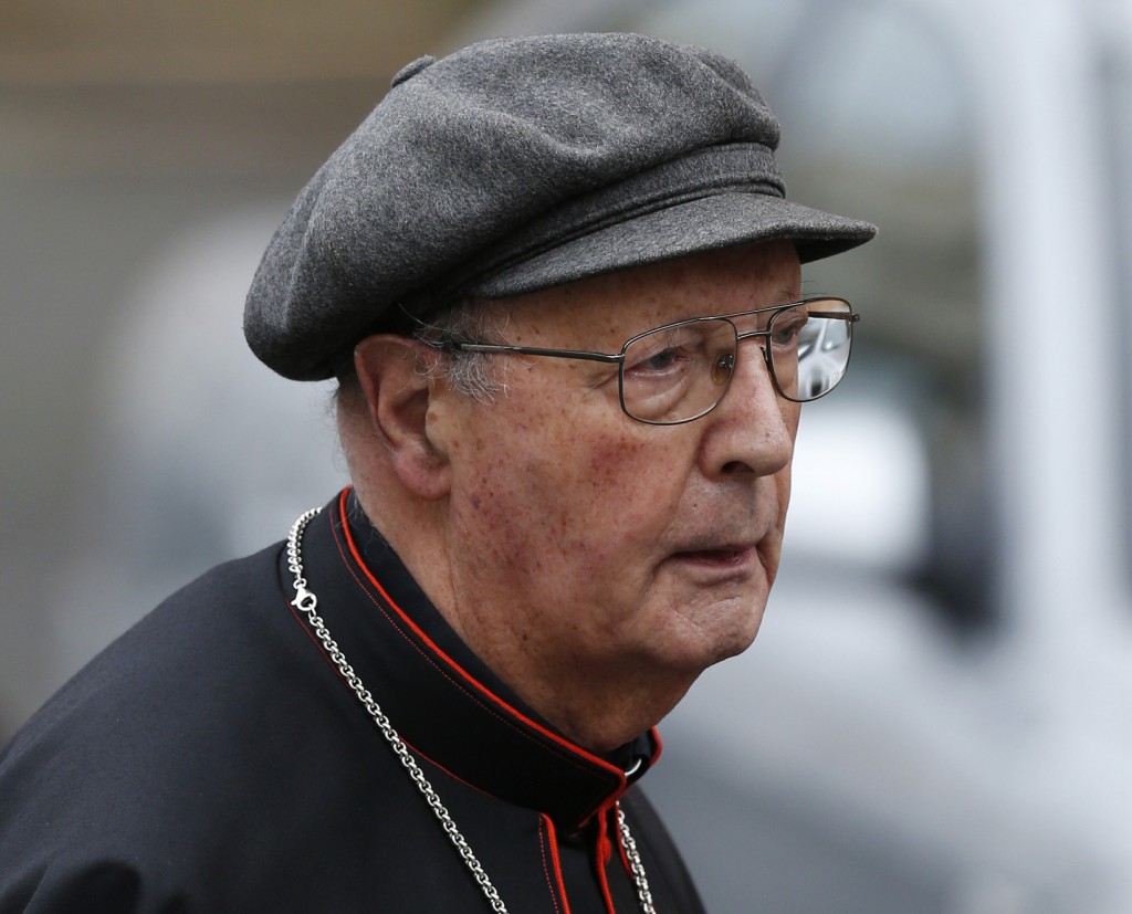 Maltese Cardinal Prosper Grech arrives for the afternoon session of the general congregation meeting in the synod hall at the Vatican March 8. The College of Cardinals has chosen Cardinal Grech to offer the meditation on March 12 at the beginning of the conclave. PHOTO: CNS/Paul Haring
