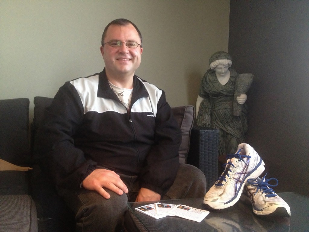 Fr Wayne Bendotti, running shoes at the ready, is set to compete in the City to Surf fun run.