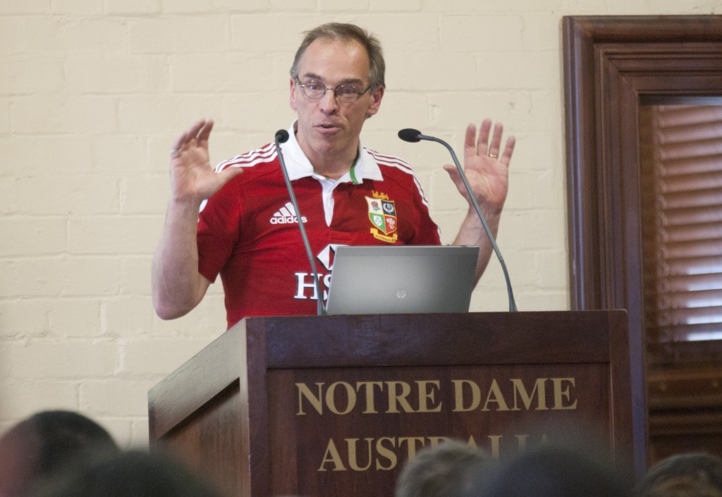 British philosopher Timothy Chappell speaking at the University of Notre Dame's Tradition Conference which took place from July 2-5 in Notre Dame campus in Sydney. PHOTO: Robert Hiini