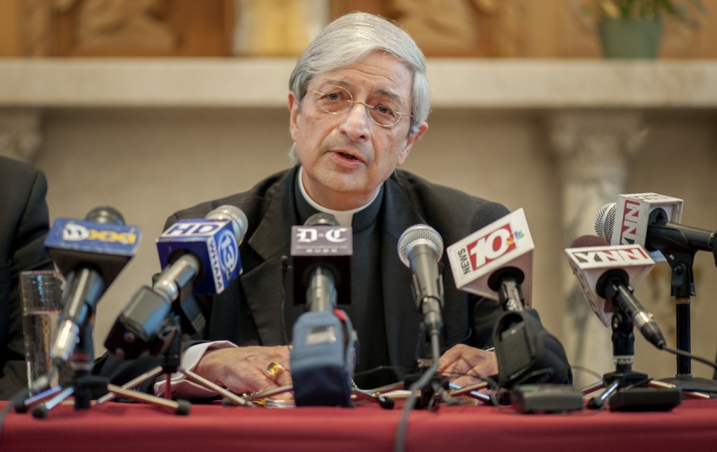 U.S. Bishop Salvatore R. Matano addresses a news conference in Rochester, N.Y., Nov. 6. The bishop of Burlington, Vt., was named the ninth bishop of Rochester by Pope Francis. PHOTO: CNS/Mike Crupi, Catholic Courier