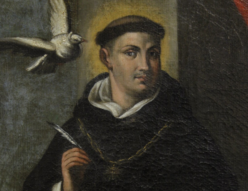 St. Thomas Aquinas is depicted in a painting at the Dominican House of Studies in Washington. The Dominican philosopher and theologian's writings set the standard for Catholic theologians. PHOTO: CNS/Nancy Wiechec