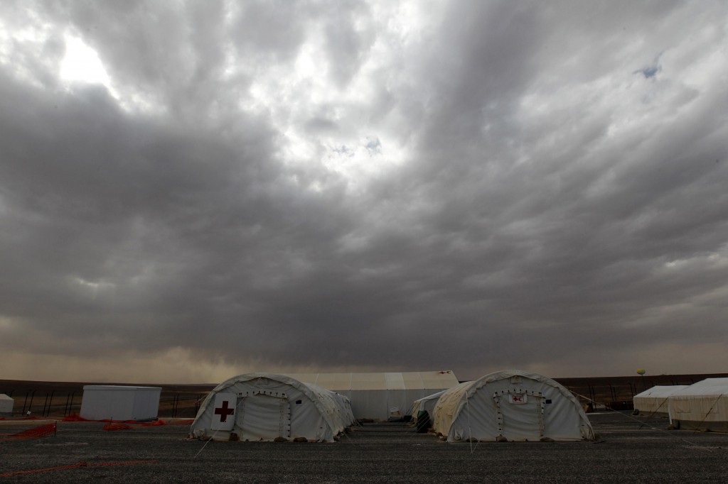 A view of part of the hospital at new Azraq Syrian Refugee camp, which is under construction, east of Amman,Jordan, March 25. Azraq Refugee Camp will open April 30, according to a U.N. official. PHOTO: CNS/Muhammad Hamed, Reuters