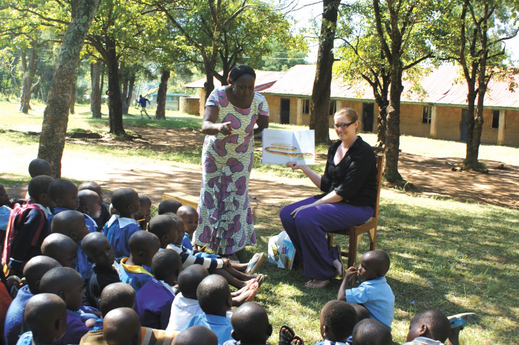 Getting among the people: One of Lesmurdie parish’s participants in their recent trip to Kenya helps out with teaching a local community. The trip was part of the parish’s ongoing mission to the area.