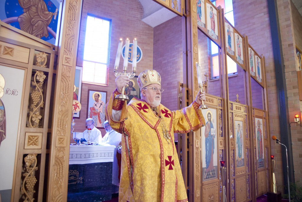 Bishop Peter Stasiuk CSsR, head of the Ukrainian Catholic Eparchy in Australia celebrating the sacred liturgy at St John the Baptist Church in Maylands, last Sunday morning (March 9).PHOTO: Robert Hiini