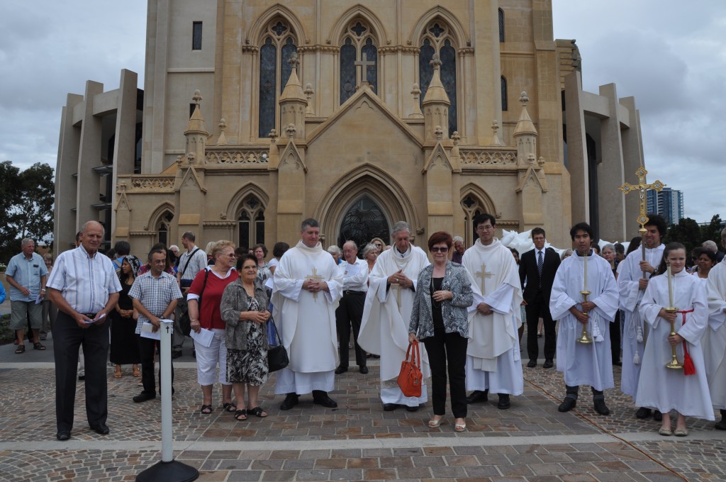 The people and their pastors gather at St Mary’s Catherdal to mark the day of the unborn. PHOTO: Juanita Shepherd