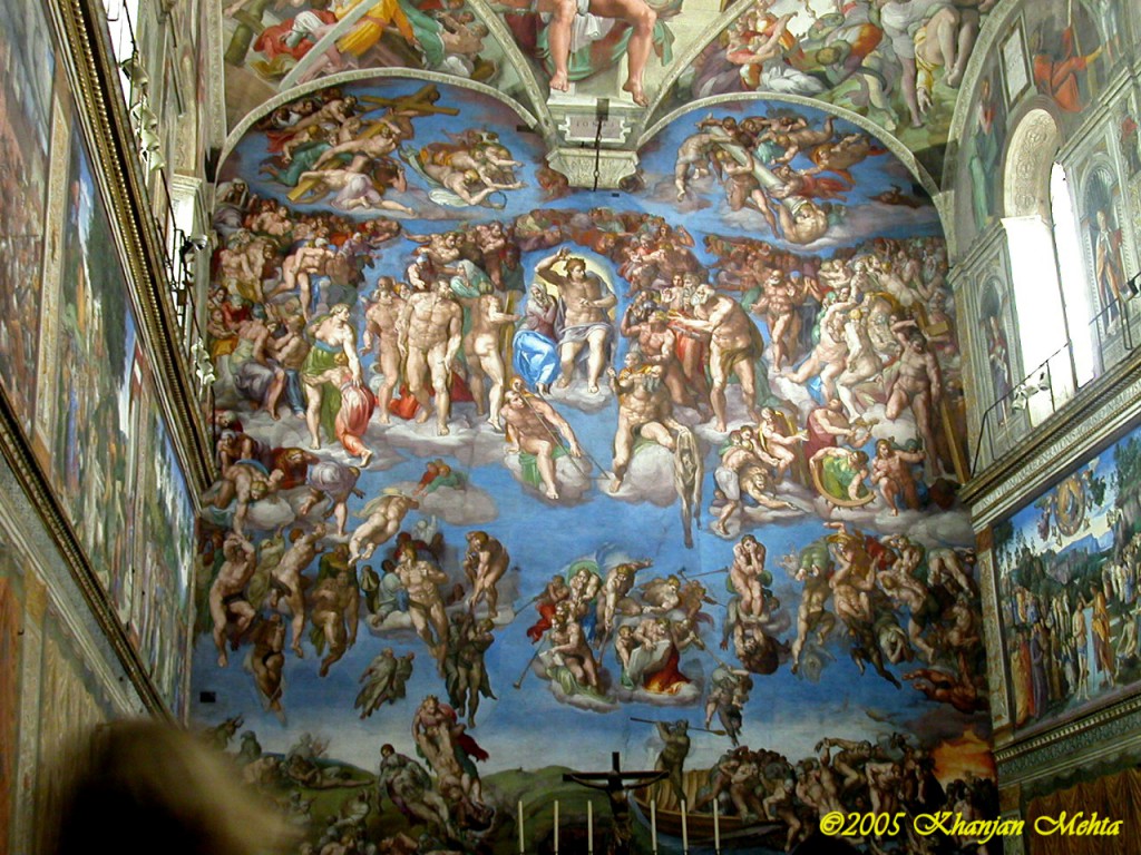 Michaelangelo's The Last Judgement which was painted on the walls of the Sistine Chapel and depicts the salvation and damnation of those at the second coming of Christ.