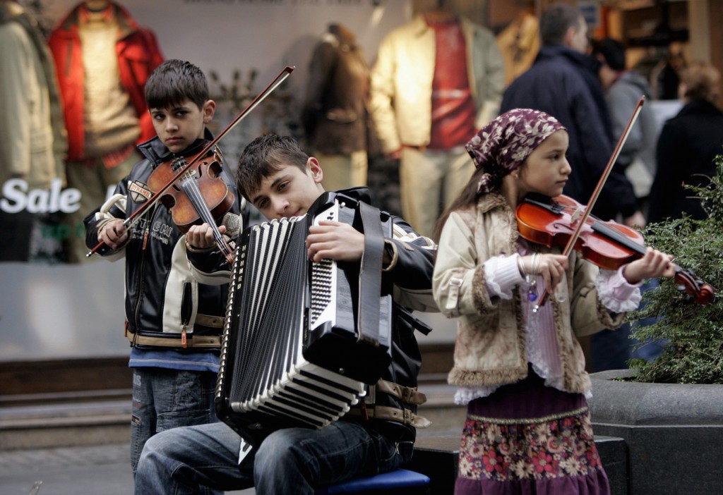 A band of Gypsy children play instruments in Belgrade, Serbia, in this Jan. 20, 2007, file photo. PHOTO: CNS/Nikola Solic, Reuters