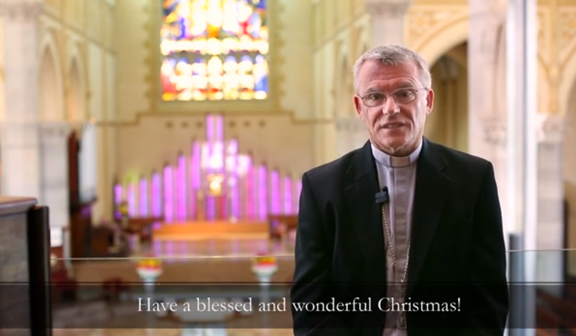 Archbshop Timothy Costelloe SDB filmed his Christmas message at St Mary’s Cathedral and is accessable online through Vimeo or the Archdiocesan Facebook page. Photo: Miller Lokanata