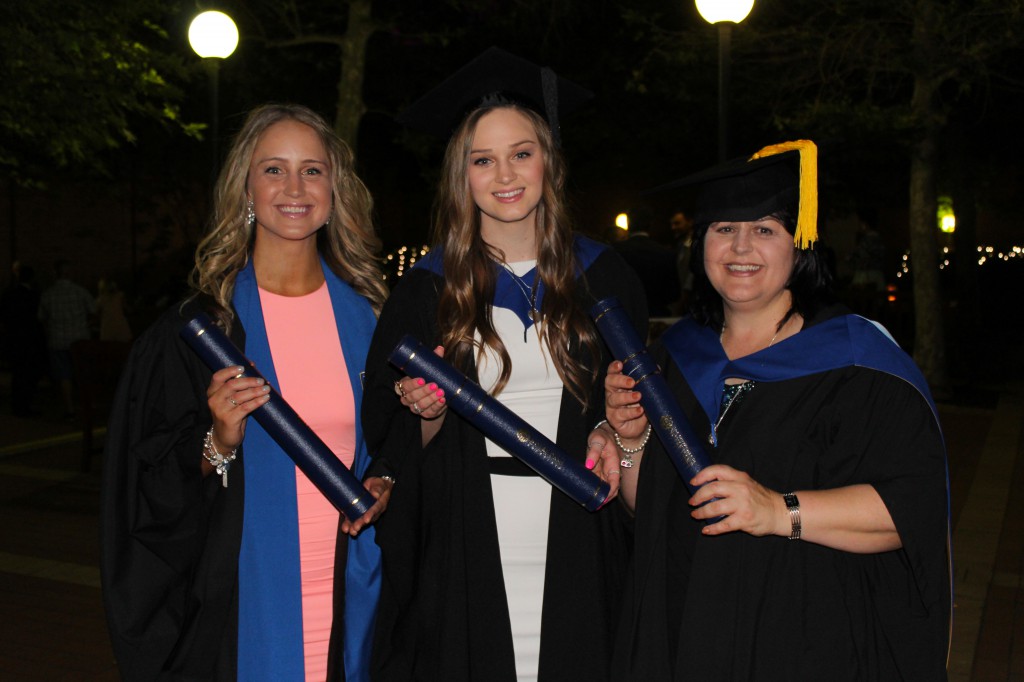 Gemma, Clare and Natalia Thomson graduate from Notre Dame’s Fremantle Campus with degrees in Education. PHOTO: UNDA