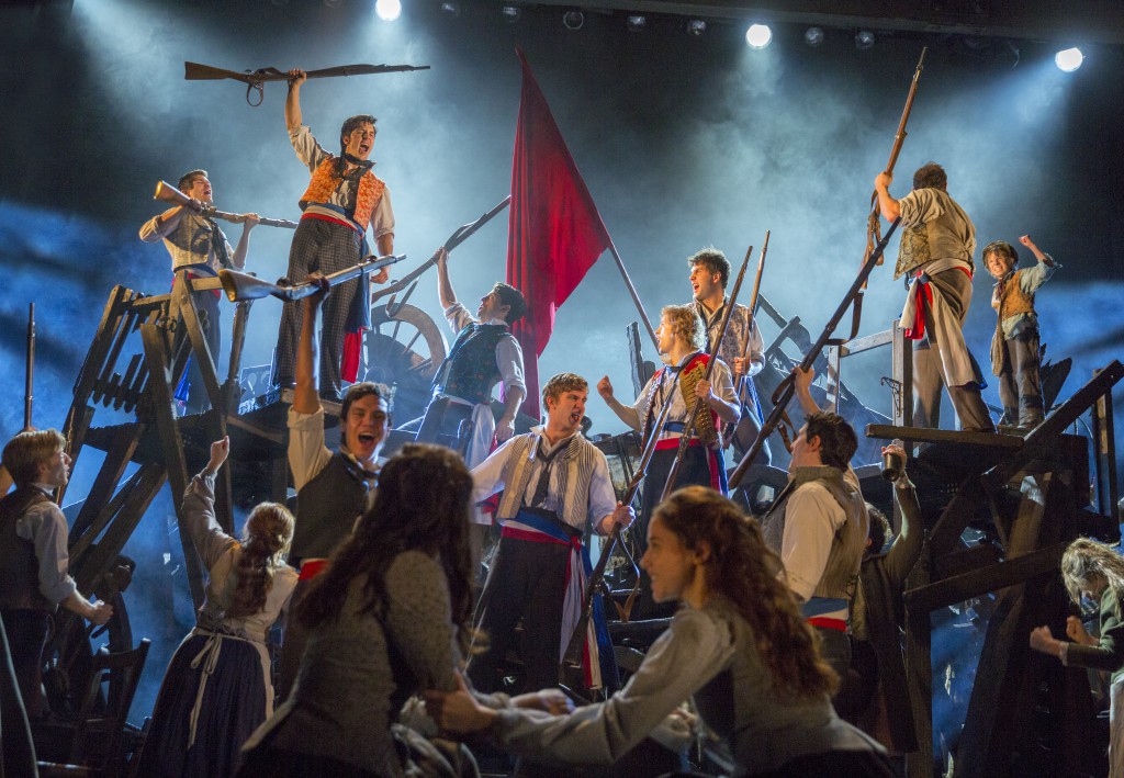 In musical, Les Miserables, currently playing at Crown Theatre, student insurgents man the barricades and face death in a post-revolutionary France. PHOTO: AKA Entertainment Agency