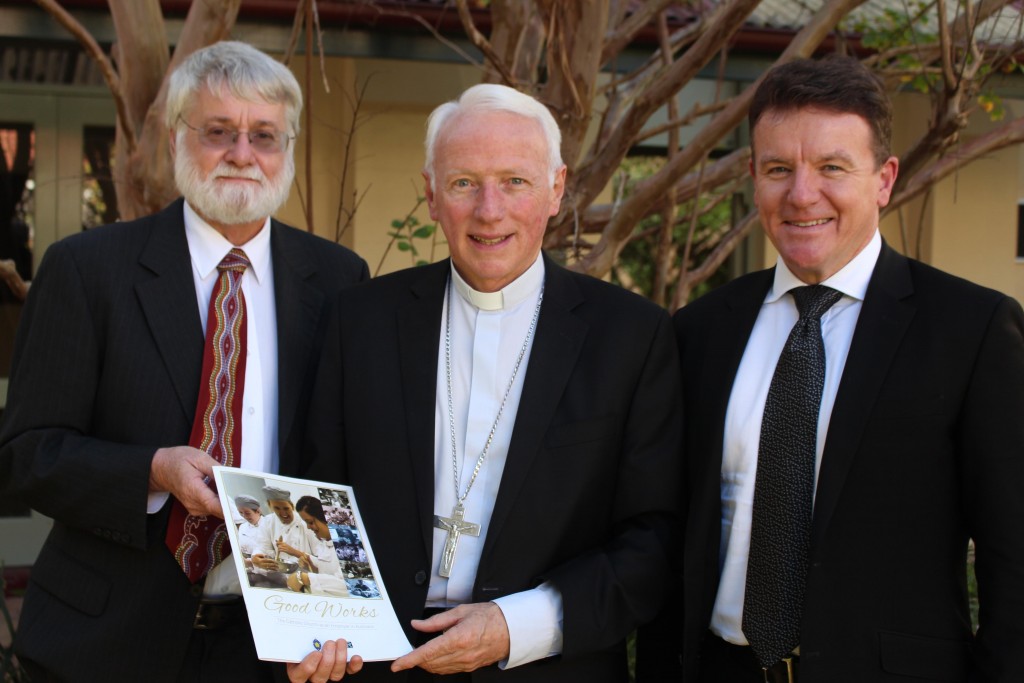 Archdiocese of Perth Chief Operations Officer Dr Terry Wilson, Editor, Bishop Les Tomlinson, Australian Catholic Bishops' Delegate for Employment Relations, and Tony Farley, Member of ACCER.