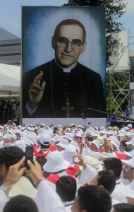 Pilgrims gather for Archbishop Oscar Romero's beatification Mass in the Divine Savior of the World square in San Salvador May 23. PHOTO: CNS/Oscar Rivera, EPA
