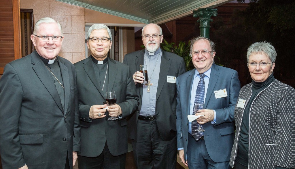 Generous hosts: Archbishop Mark Coleridge, left, Archbishop Adolfo Tito Yllana, Bishop Joseph Oudeman, Ray and Carolyn Campbell. PHOTO: The Catholic Leader