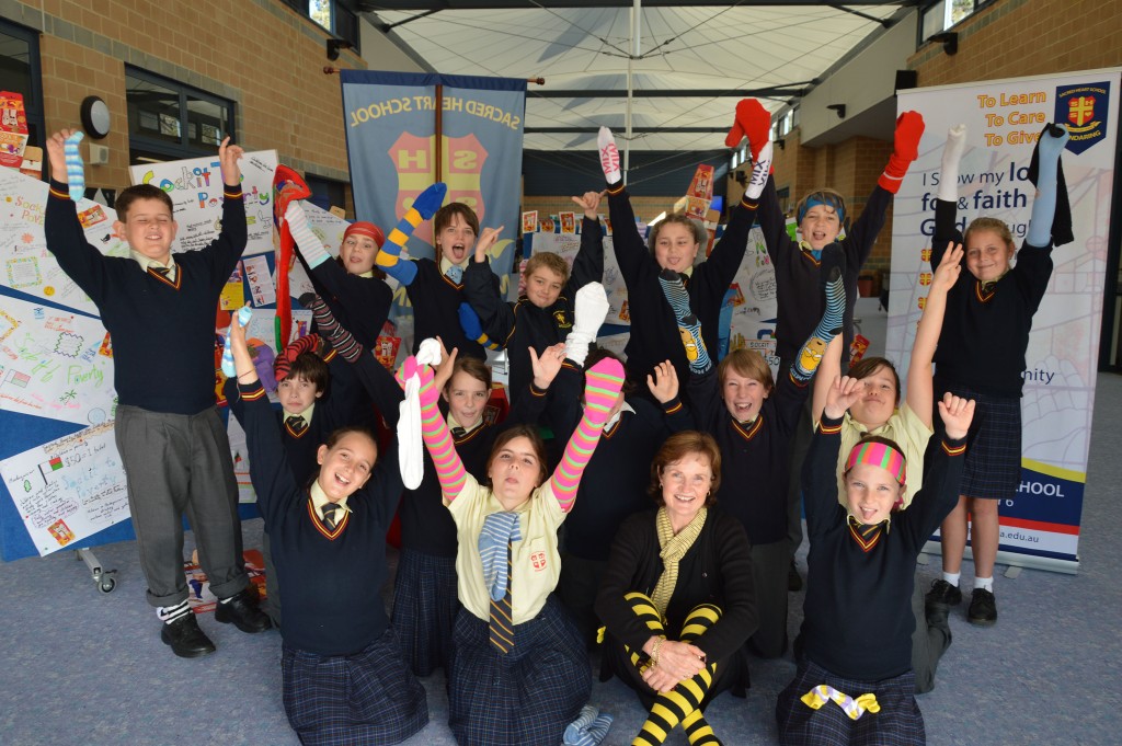 The Year 5 Class from Sacred Heart Primary School Mundaring have this term been playing their part in the ‘Socking It’ to Poverty Campaign. PHOTO: Supplied