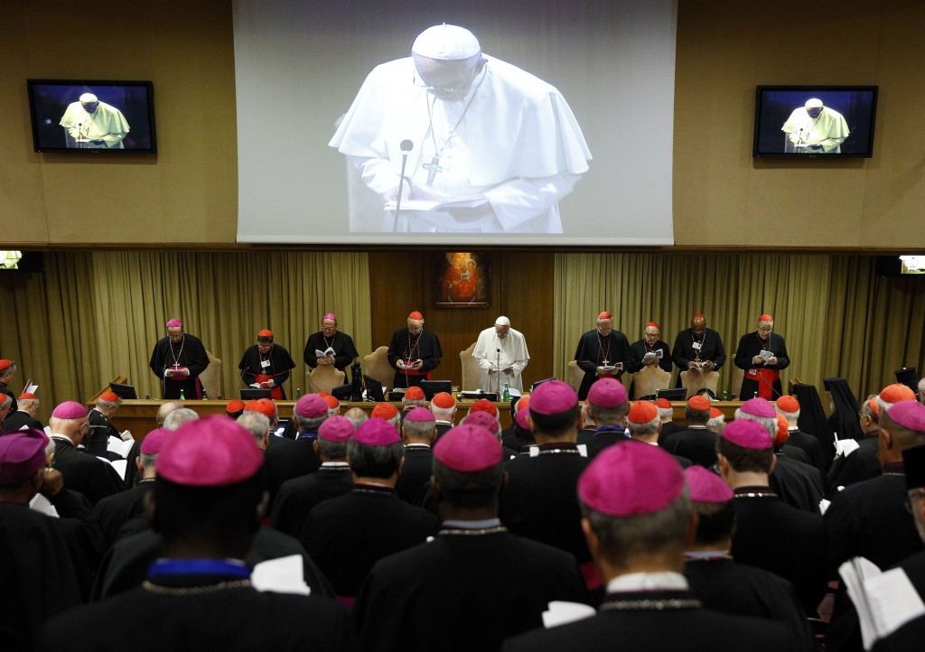 Pope Francis presides at a session of the Synod of Bishops on the family at the Vatican on October 15. PHOTO: CNS/Paul Haring