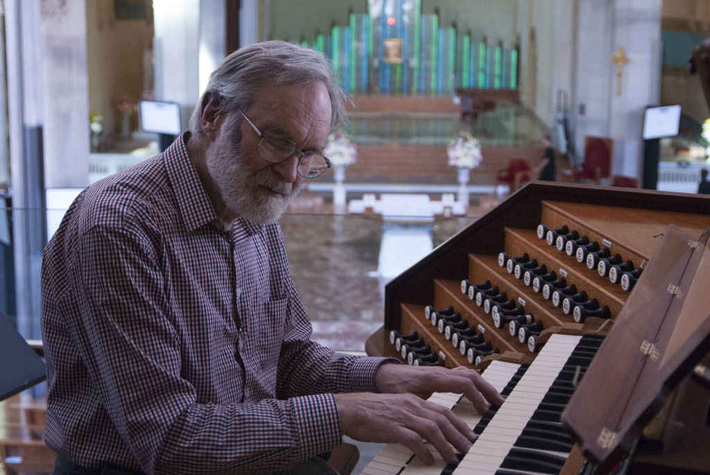 Mr Hargraves, pictured tuning one of the pipe organs he restored for the 2009 grand re-opening of St Mary’s Cathedral, was recently in Perth to deliver two illustrated talks on the art of organ building and restoration. PHOTO: Marco Ceccarelli