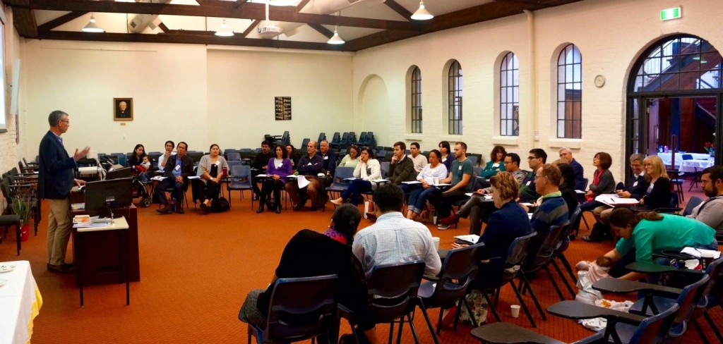 Family Education presenter, Maurice Watson, speaks to couples at the First Steps parenting course at Notre Dame University in Fremantle. Photo: Supplied.