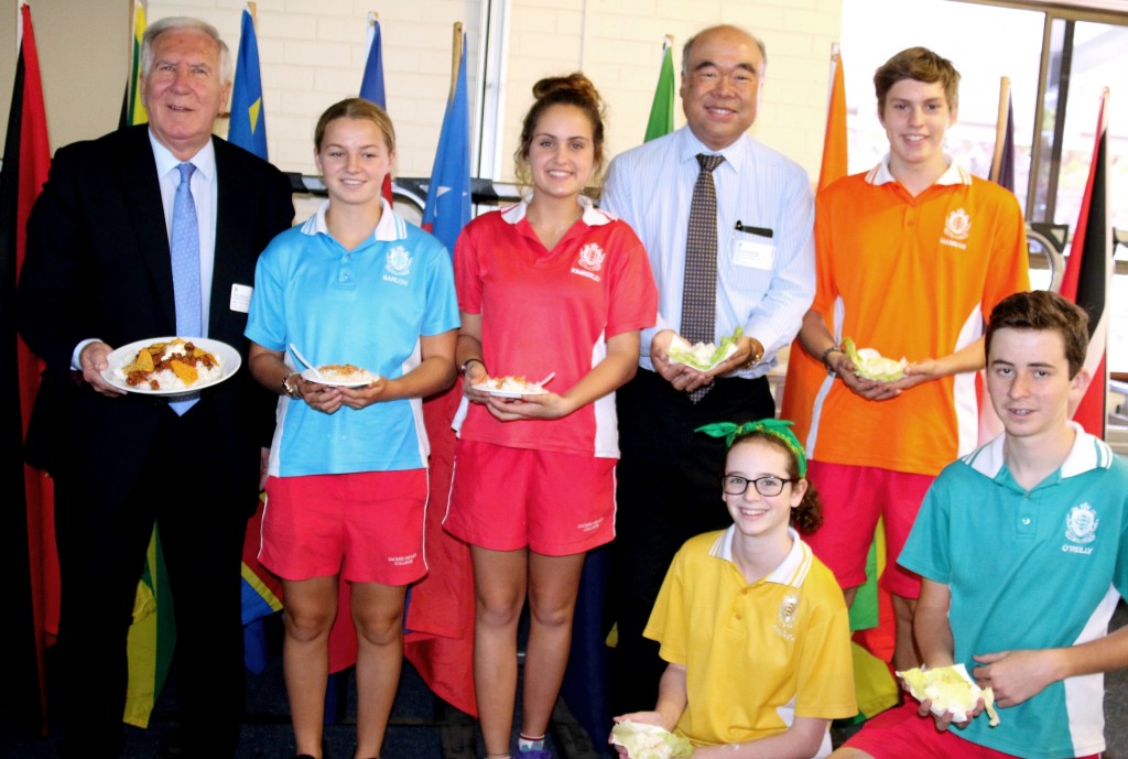 More than 100 students and staff from Sacred Heart College, Sorrento, recently joined together to host a hunger banquet to demonstrate the inequitable distribution of food around the globe and raise awareness about the amount of people living in poverty and the impact that global warming will have on their food security. Photo: Supplied