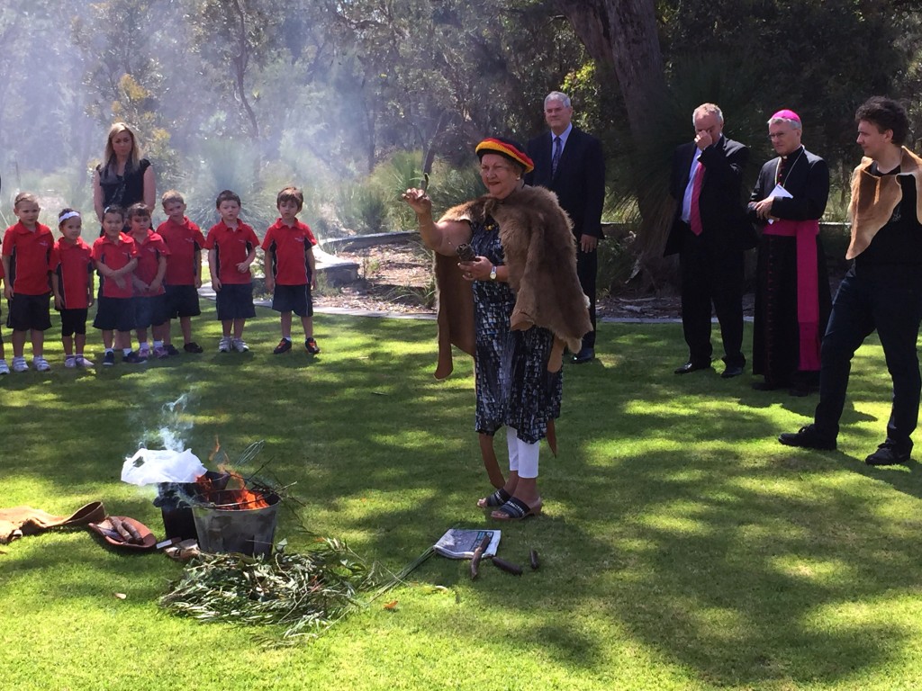 Noongar Elder, Marie Taylor, at the opening of Hammond Park Catholic Primary earlier this year. Photo: Jamie O’Brien