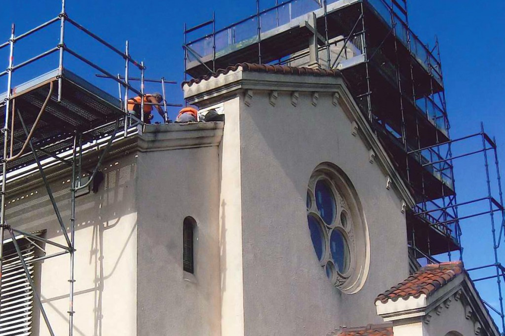 Restoration work on one of Perth’s most iconic churches, St Columba’s in South Perth, is nearing completion as work on the roof and tower is set to bring back the church to its original beauty. Photo: Supplied