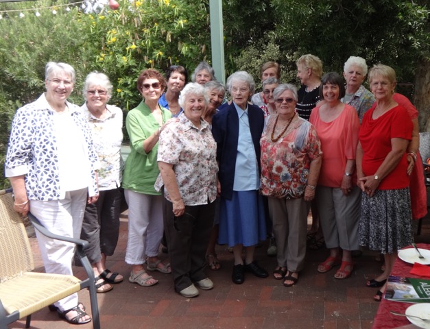 Ex-students of Our Lady’s College, now Mercedes College, celebrated their 60th reunion on 17 January 2016. From left to right: Geraldine Rees, Mary Hawthorne, Barbara Zuegg, Jill Sharp, Lynette Sullivan, Jacqueline Clift, Ann Egan, Sr Anna Maria O’Shea, Beth Dallimore (at back), Josephine Smith, Wendy Rutkauskas, Gayna Donovan, Irene Batini, Jennifer Stewart and Toni Rampant. Photo: Supplied