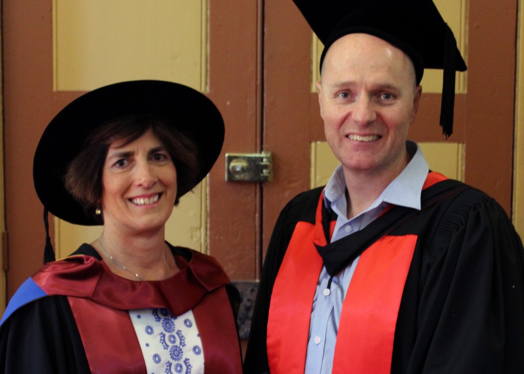 Dr Jo Connaughton with Doctor of Physiotherapy Research supervisor, Associate Professor Ben Wand, from the University’s School of Physiotherapy. Photo: Supplied