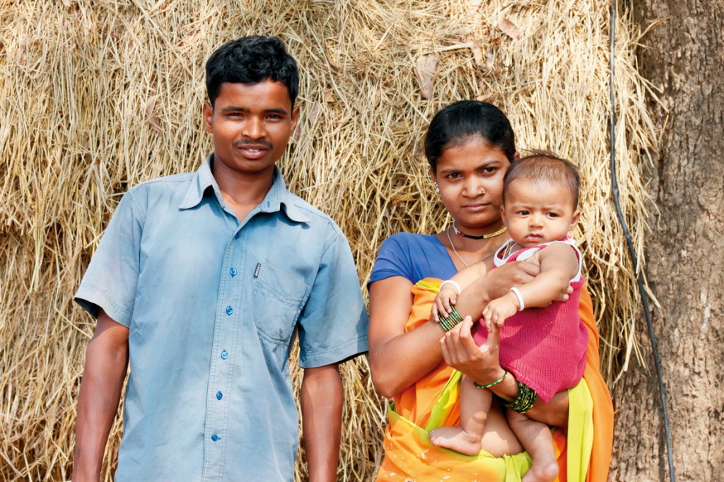 Dhaniram with his wife and son. When Dhaniram’s wife told him about the Hamara Haq project, he immediately joined. “I joined the program and began attending different training sessions,” he recalls. Photo: Supplied.