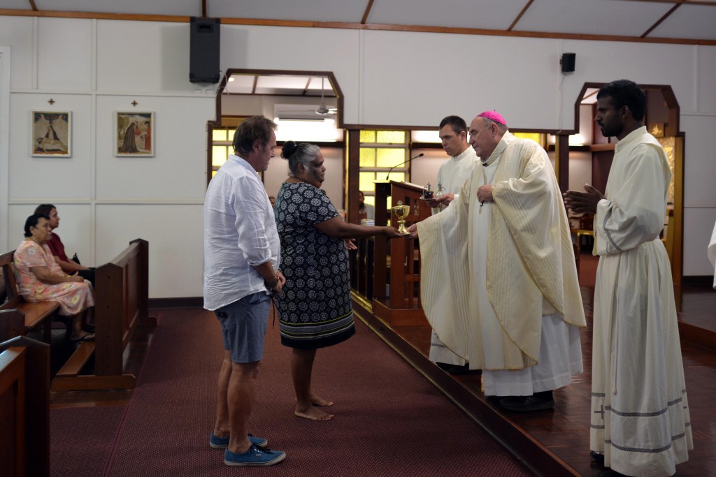 Bishop Saunders and other clergy celebrate Mass to mark his 20th anniversary of episcopal ordination. Photo: Supplied