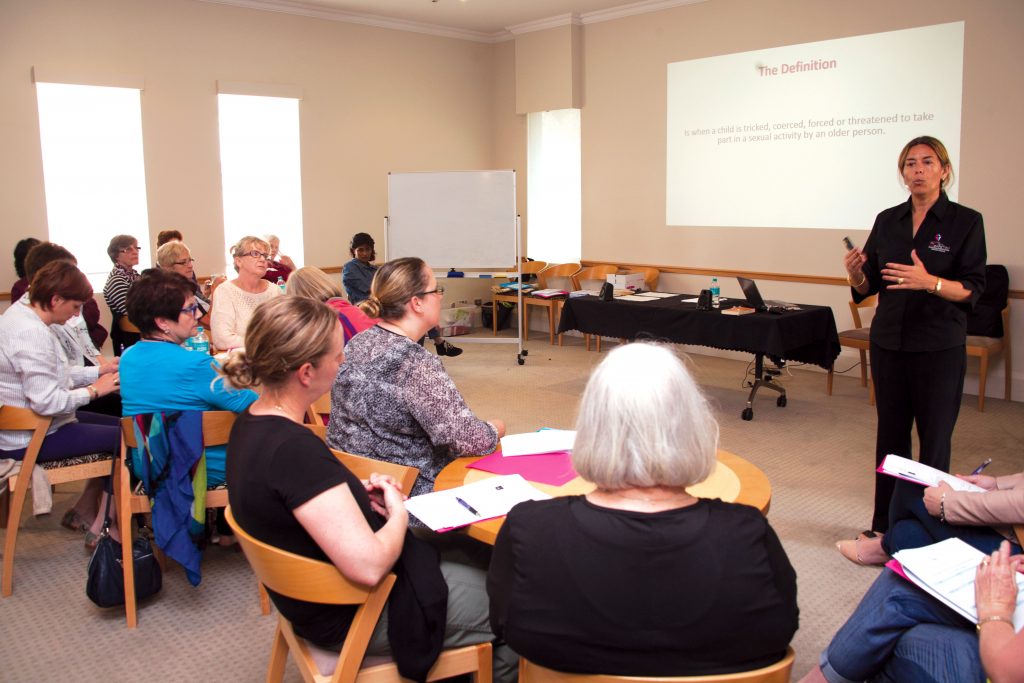 Andrea Musulin speaks about the effects of child abuse at the Archdiocesan safeguarding training in September 2015. The former police officer and child protection expert says the single most effective strategy to combatting child abuse is education.  Photo: Jamie O’Brien