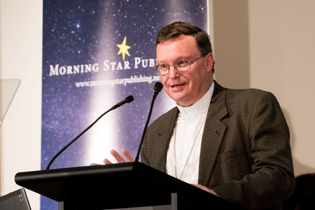 Bishop Pat O'Regan at the launch of the new liturgical worship on Friday, 8 May at the Catholic Leadership Centre in Melbourne. Photo: Casamentos, Melbourne