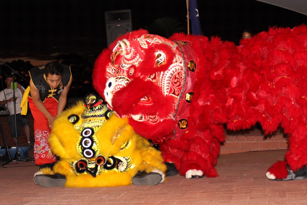The Yaolin Association performs a traditional Chinese lion dance at Aranmore Catholic College’s Harmony Week Twilight Evening. Photo: Supplied.