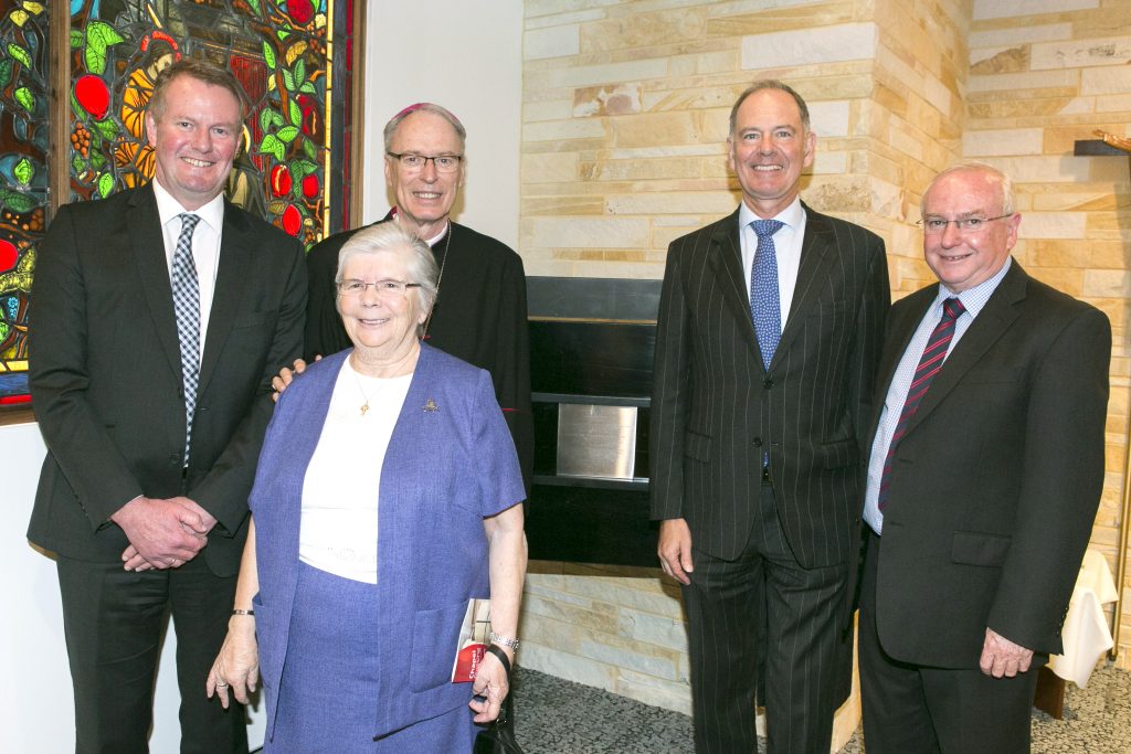 St John of God Health Care CEO John Fogarty, Sr Gratiae O’Shaughnessy SJG, Auxiliary Bishop Don Sproxton, Group CEO Michael Stanford and Murdoch Hospital Director of Mission Colin Keogh. Photo: Supplied