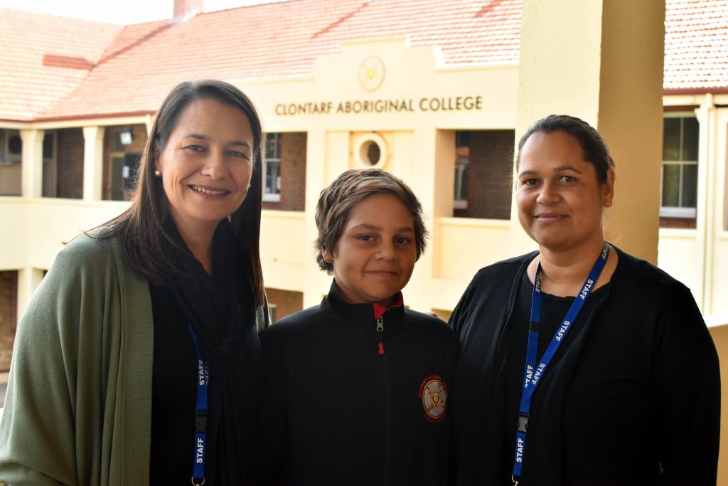 Marika Councillor and Terri Golding, pictured with a student from Clontarf Aboriginal College, were last year recognised for excellence in areas of recent study. The women are now sharing their skills and experience in the Catholic Education WA system. Photo: Supplied