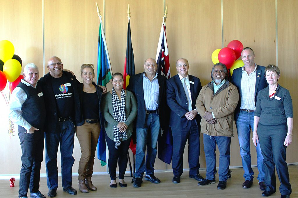 MercyCare has last week unveiled its Aboriginal Pathway Strategy at a special event during National Reconciliation Week. Michael Wright (Looking Forward Project), Jim Morrison (Healing Foundation), Dr Cheryl Kickett (Pindi Pindi), Kristina Radcliffe (MercyCare), Ken Hayward and Chris Hall (MercyCare), Walter McGuire and James Back (Reconciliation WA) and Sheryl Carmody (MercyCare). Photo: Supplied